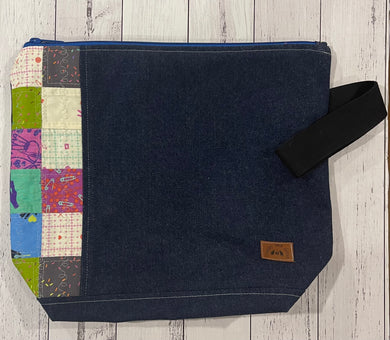 SALE Large Craft Pouch with Patchwork Accent